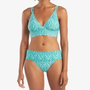 Helen Jon Blue Green Retreat 2 Piece Bikini Swimsuit Geometric Small Beach Pool